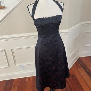 Miss Selfridges Black Bardot Skater Dress LBD, UK Sz 10 US Sz6 Lace Trim Gorgeou